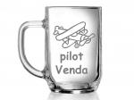 sklenice s obrázkem letadla - dar pro pilota